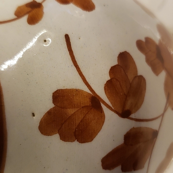 ceramiean Lahuerta Spain Handmade Vase Off-white with Brown Floral pattern - Picture 9 of 9